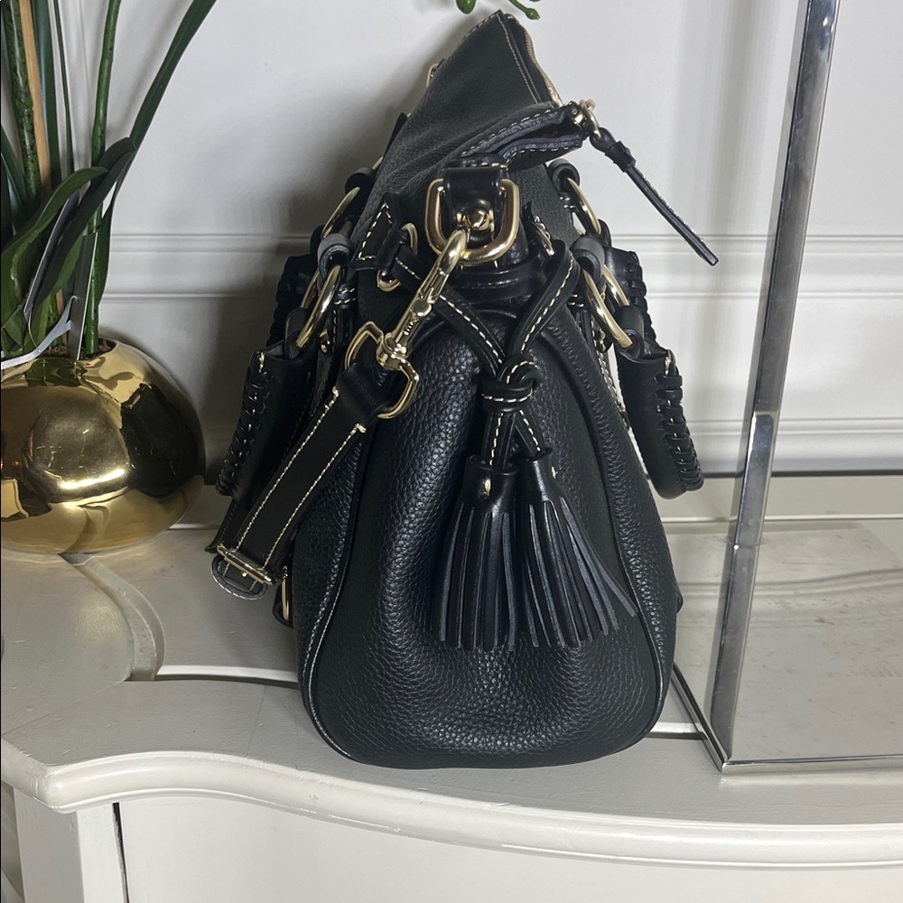 Dooney & Bourke Black Satchel with Gold Accents - Picture 3 of 4